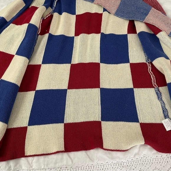 ModCloth SMALL Simply Snuggly Plaid Cardigan Blue Red Cotton - Picture 11 of 11